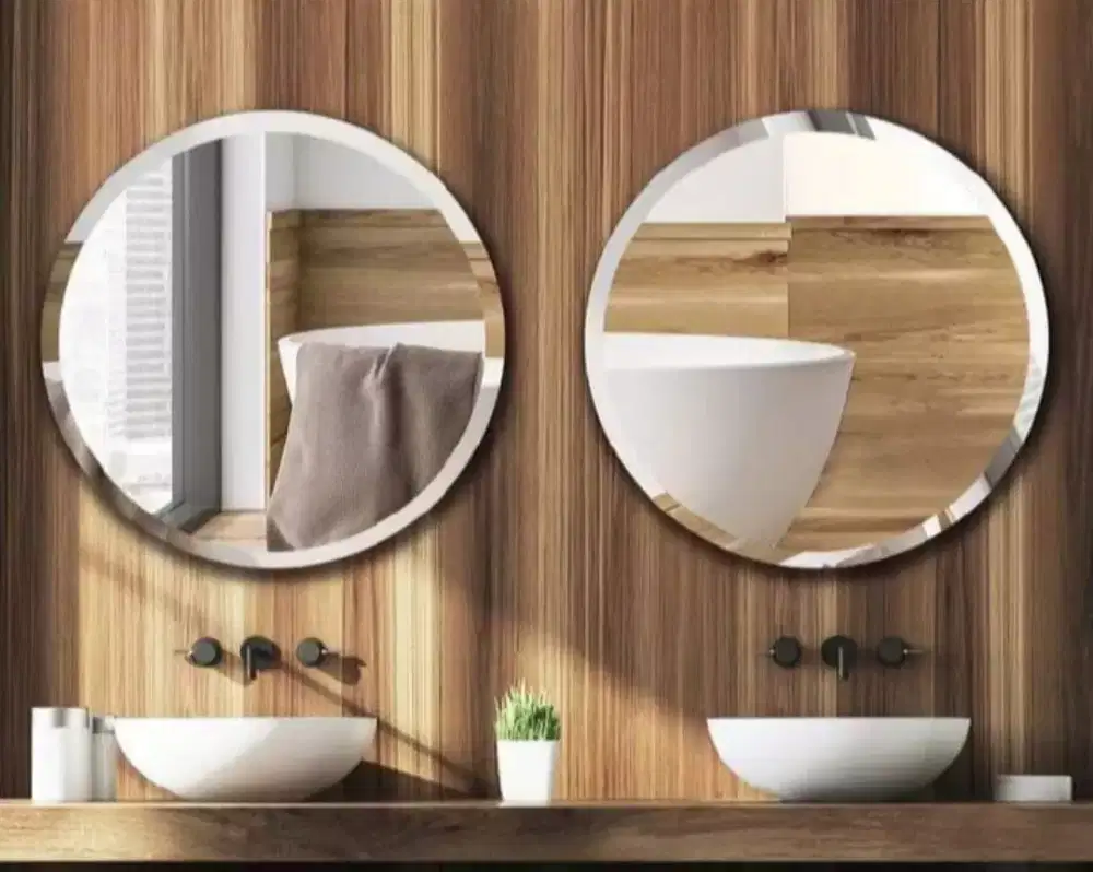 Kaca cermin bevel aesthetic(bulat)