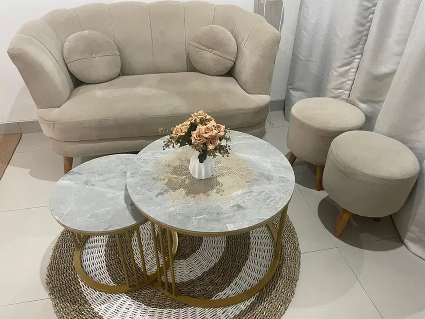 Sofa retro kerang  2 seat + 2 stool