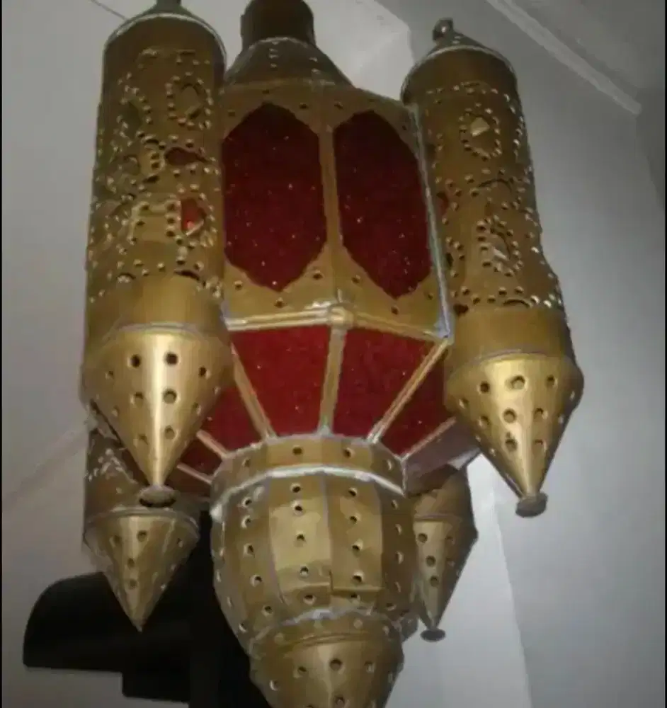 Lampu gantung lentera kaca mozaik tinggi  60cm