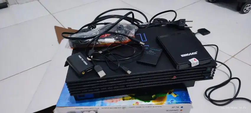 Jual PS 2 Fat seris 3 / 5 160GB + 2 Stik + MC 8GB Dan Conventer PS 2