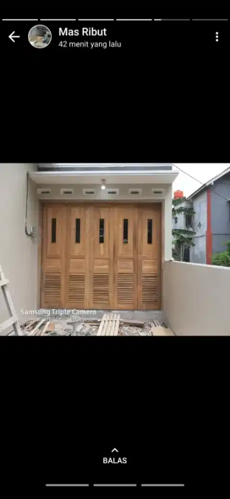 PINTU GARASI KAYU JATI KUALITAS JAMINAN