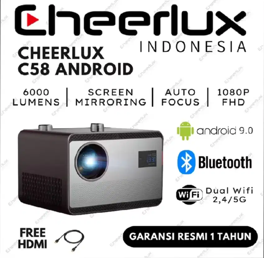 Proyektor Cheerlux C58 Android Wi-Fi 6000lumens