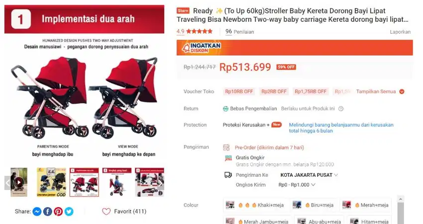 Stroller Baby Kereta Dorong Bayi Lipat NewBorn