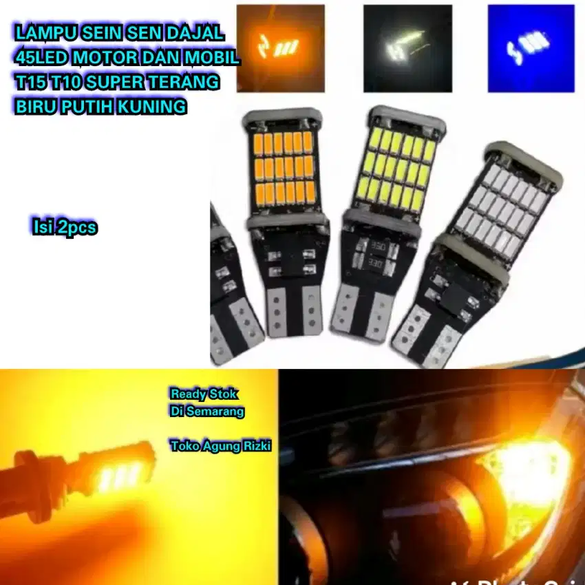 LAMPU SEIN SEN DAJAL 45LED MOTOR DAN MOBIL T15 T10 SUPER TERANG BIRU