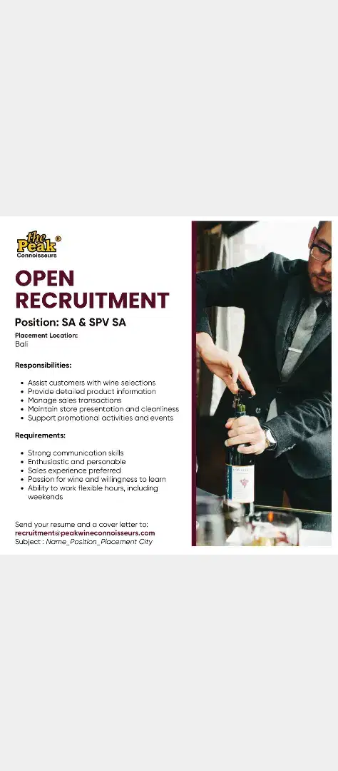 Urgently Walk In Interview SPV Cellar Wine