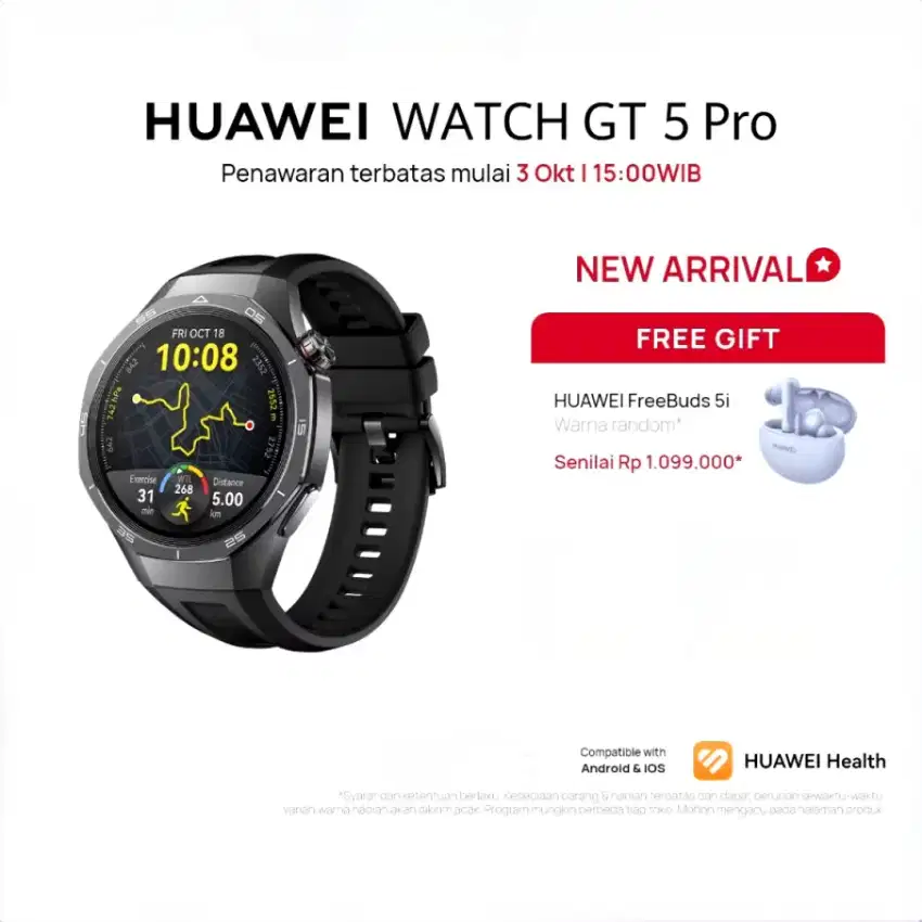 READY Huawei Watch GT5 Pro BLACK Free Huawei Frebuds 5i