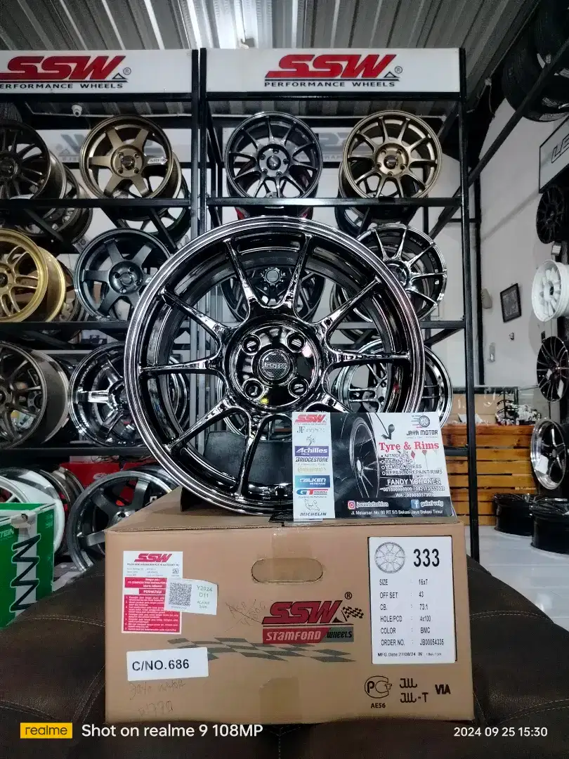Velg ssw tc105n r16 4x100/114.3 lbr7 et43 black chrome
