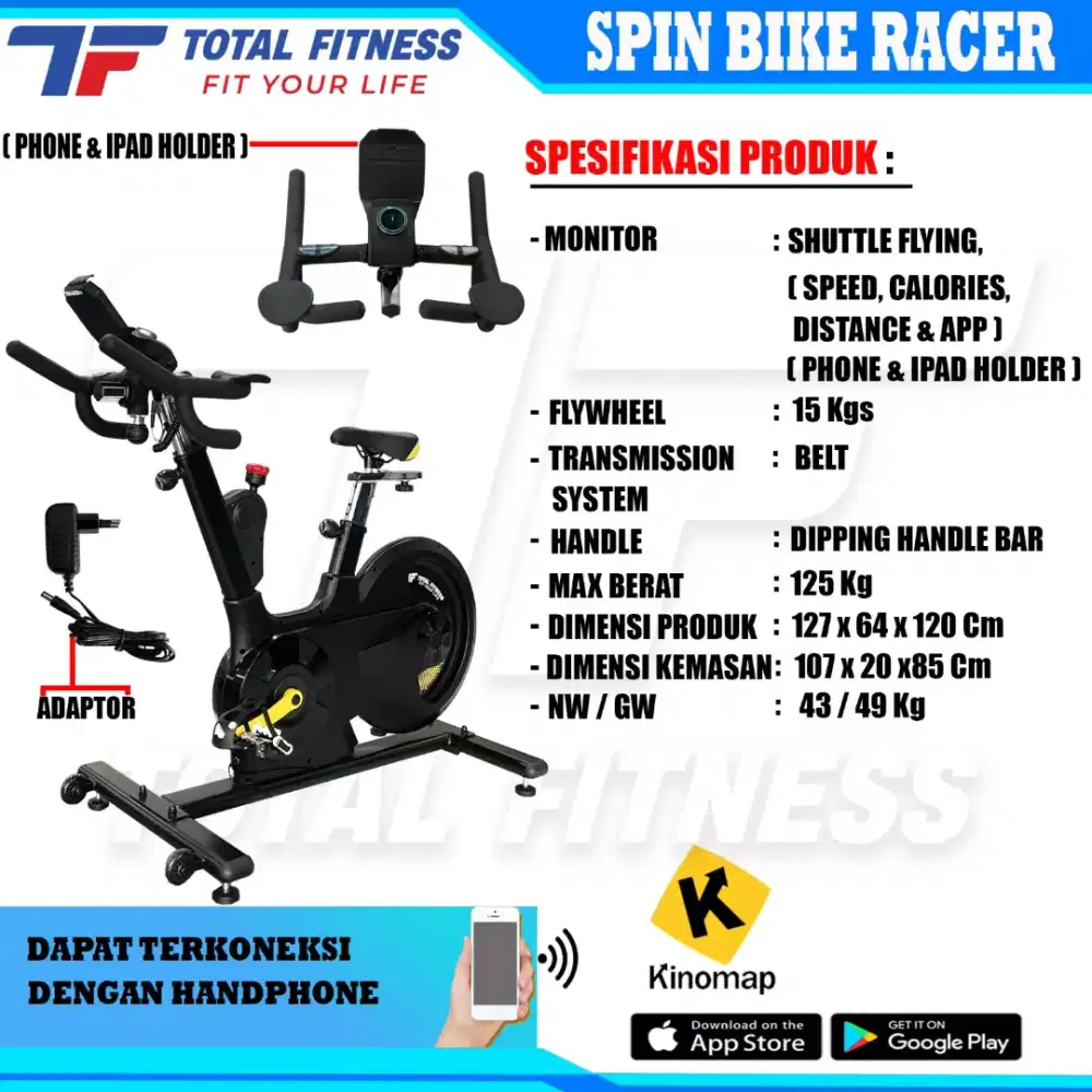 Alat fitnes SPinning seri hitam kokoh