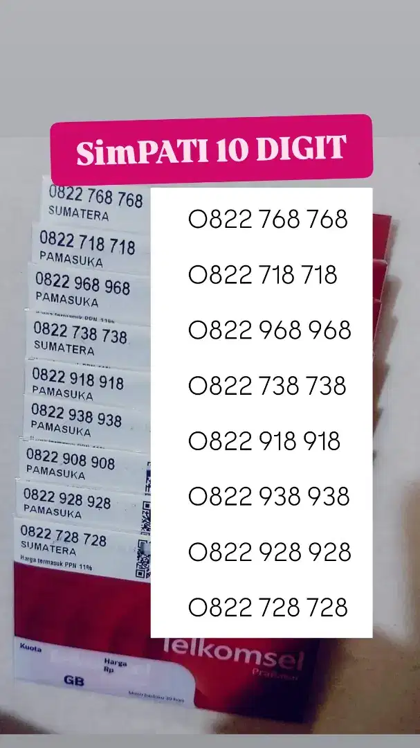 Nomor CANTIK SIMPATI 10 DIGIT ABC ABC