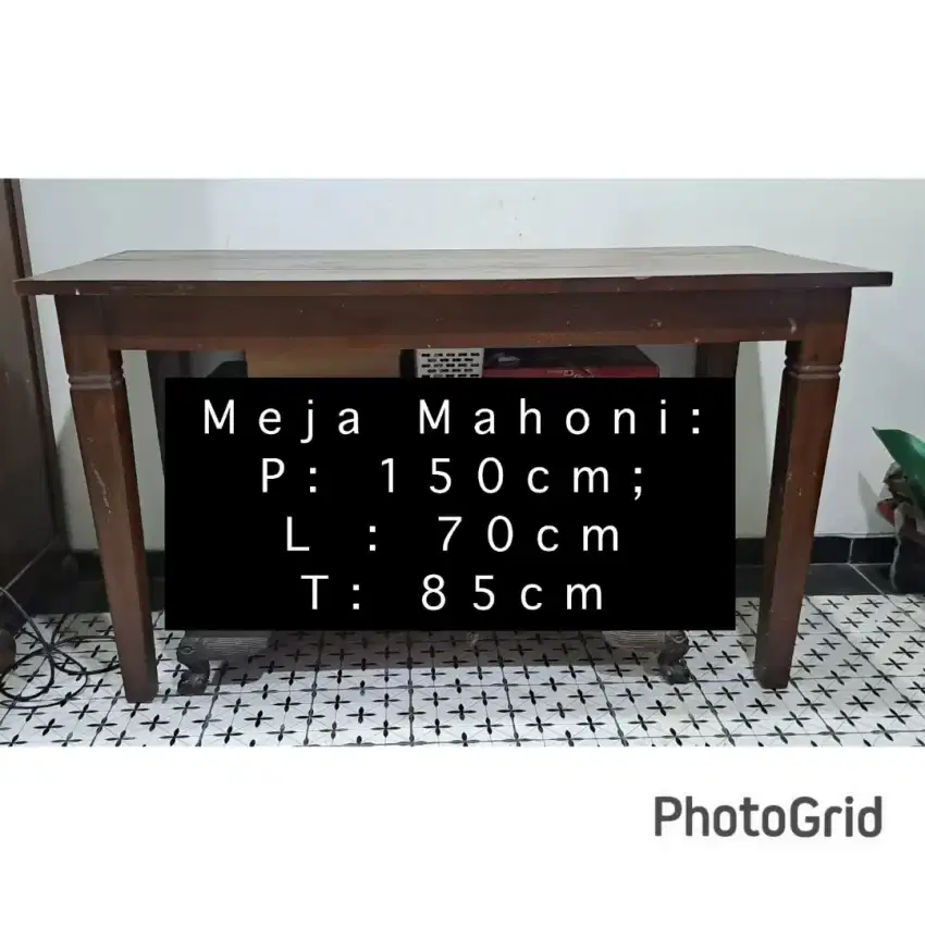 Meja console panjang kayu Mahoni