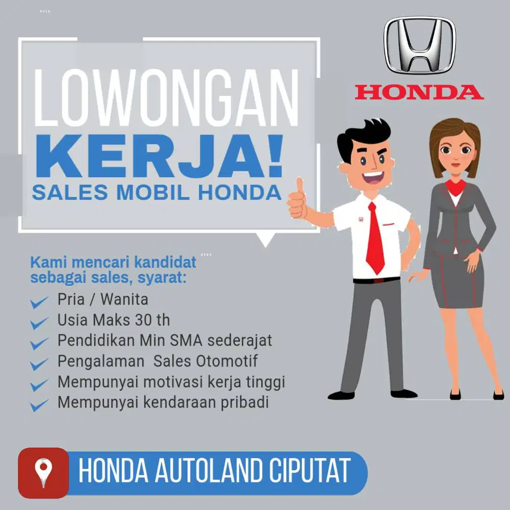Lowongan Sales Mobil Honda Ciputat