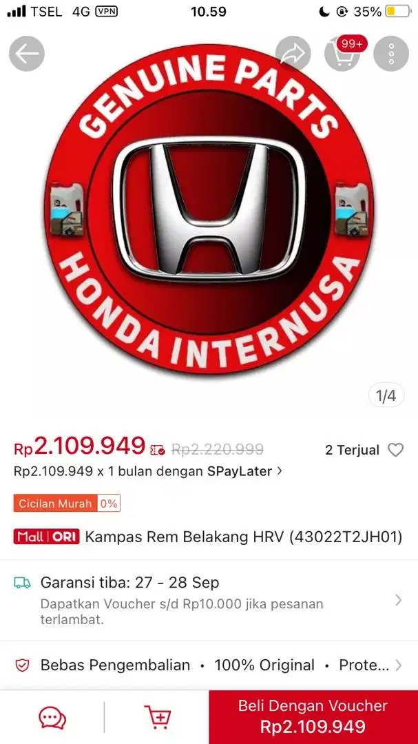 Kampas rem honda hrv original guinepart..