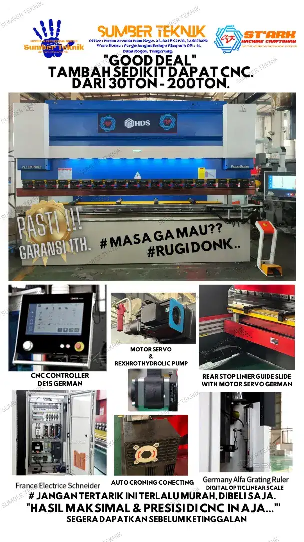 Mesin tekuk plat CNC 4 Axis. Harga termurah & bergaransi.