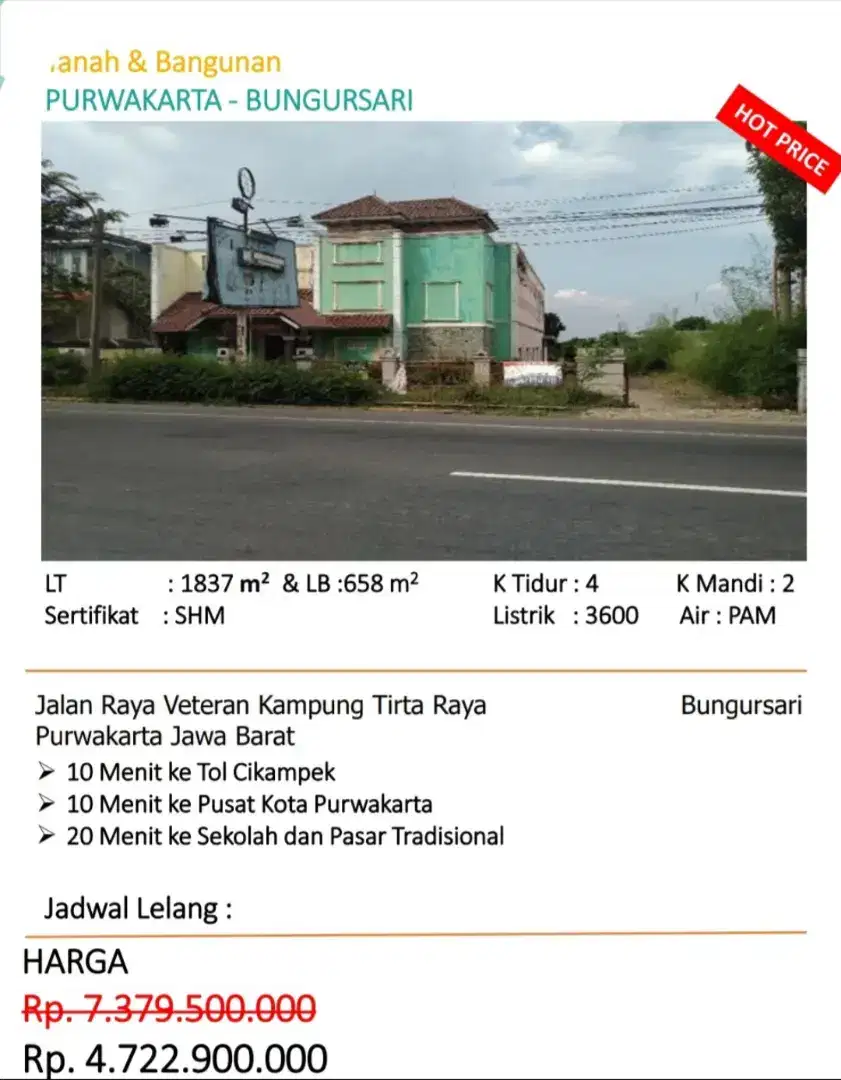 Dijual Ruko Jalan Raya Veteran Kampung Tirta Raya Bungursari PWT