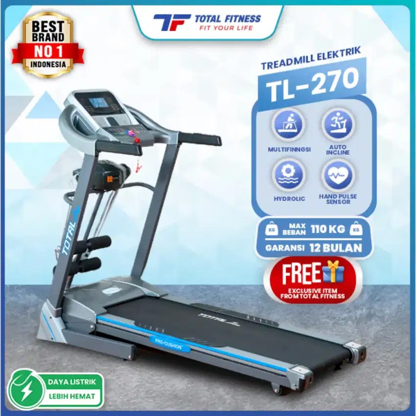 Treadmill elektrik Automatic Incline TL 270 Alat fitnes