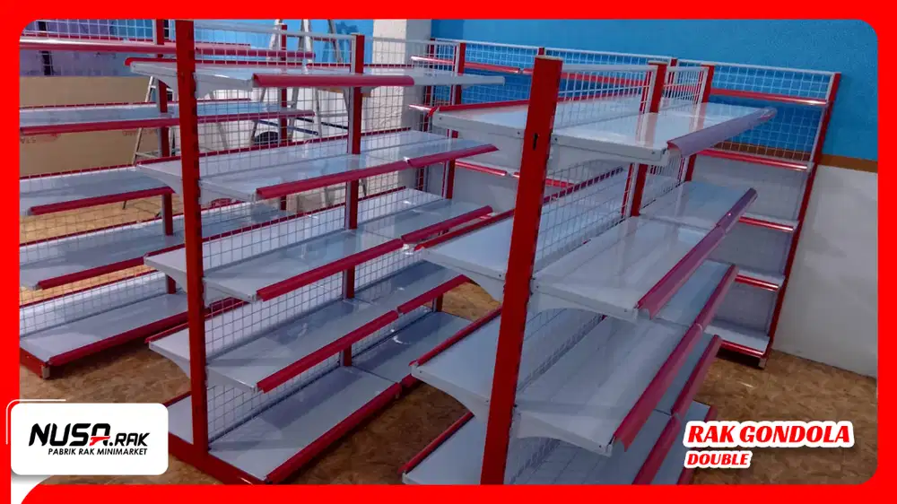 RAK GONDOLA DOUBLE (Dua Muka) untuk Toko / Minimarket Ready Stock