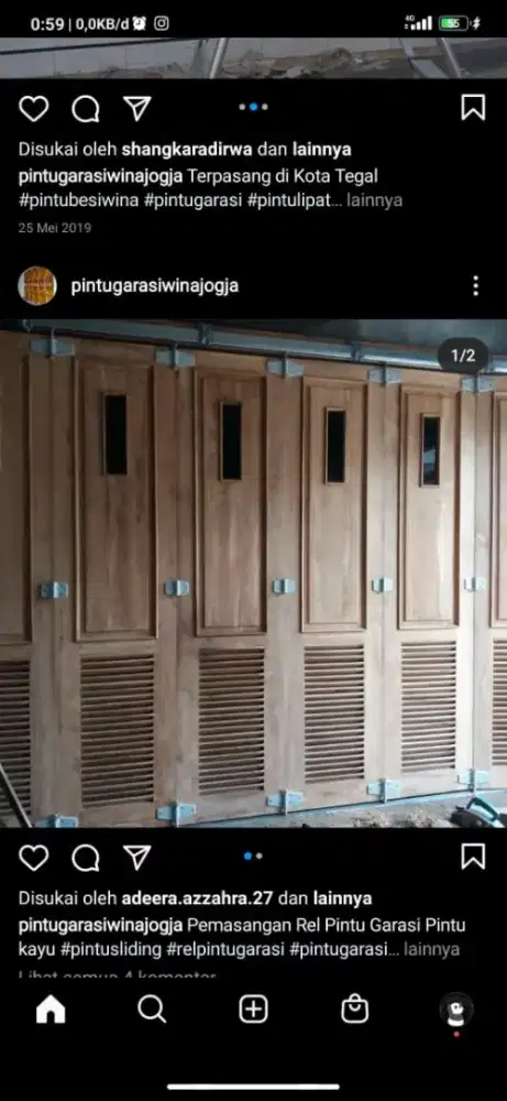 Pintu garasi kayu jati berkualitas