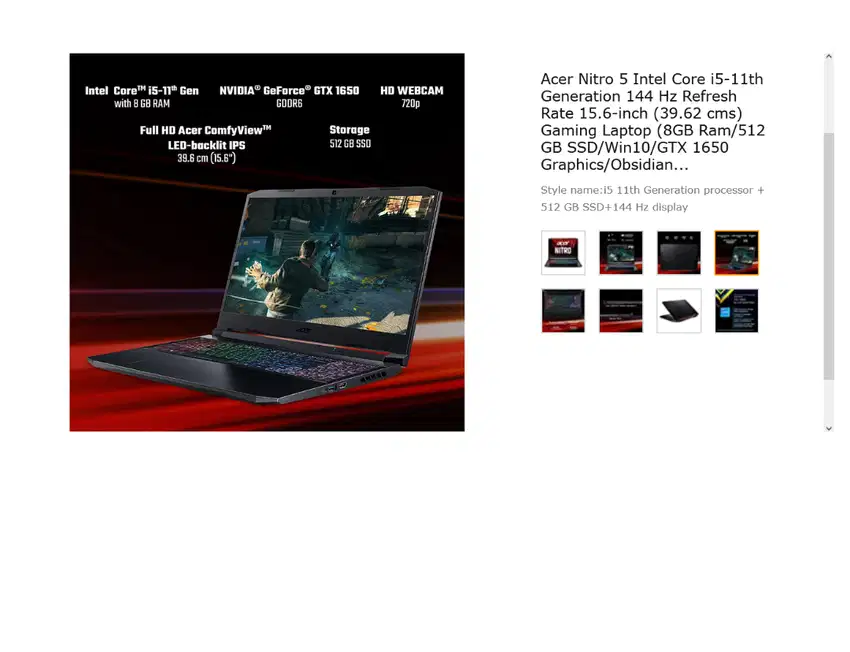 Dijual Laptop Gaming Acer Nitro 5 - i5 Gen 11 Bogor NEGO