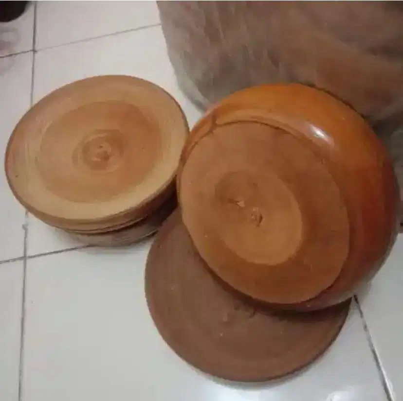 piring kayu mahoni tebal
