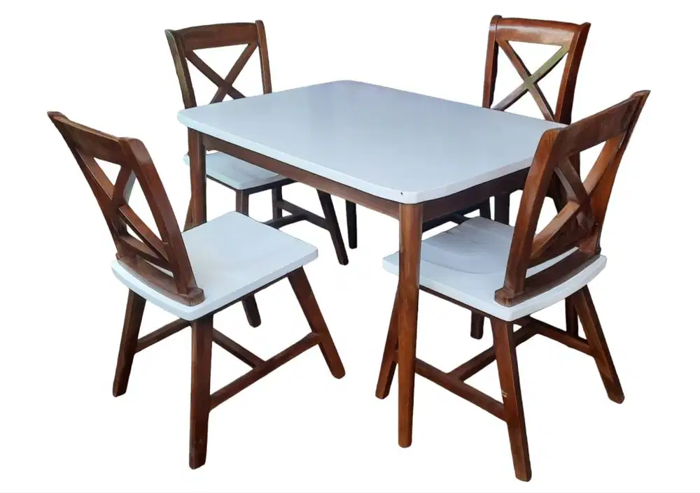 Meja Makan Jati Kursi Silang