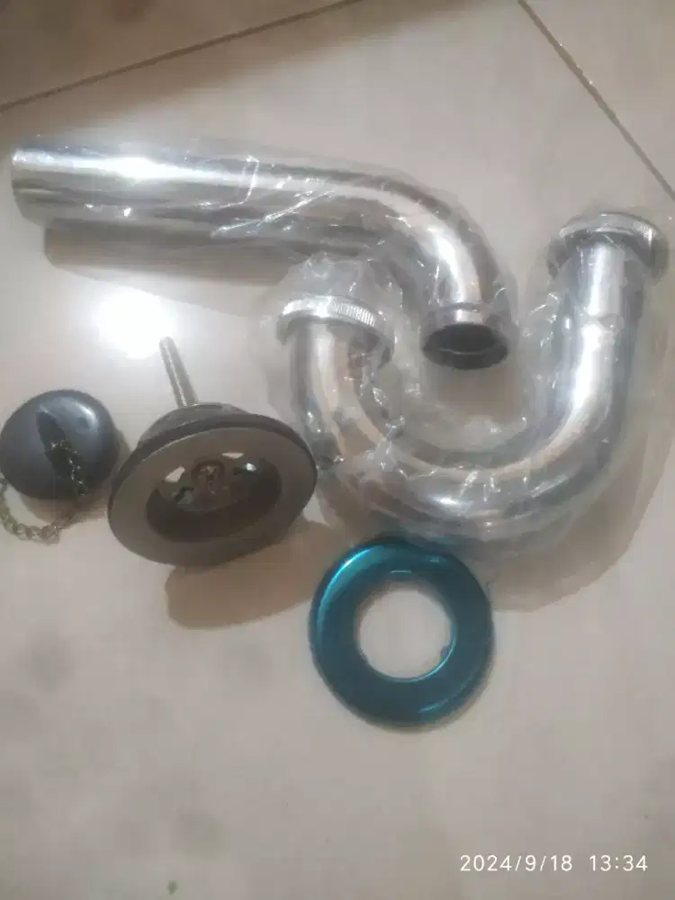 Jual sifon wastafel stainless steel ASLI. Besi tebal dan kinclong.ORI.