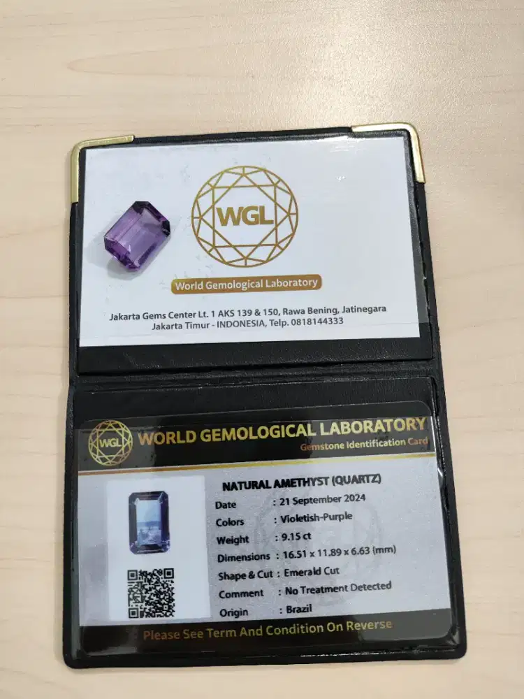 Batu Permata Natural Amethyst Crystal stone Emerald Cut Original Memo