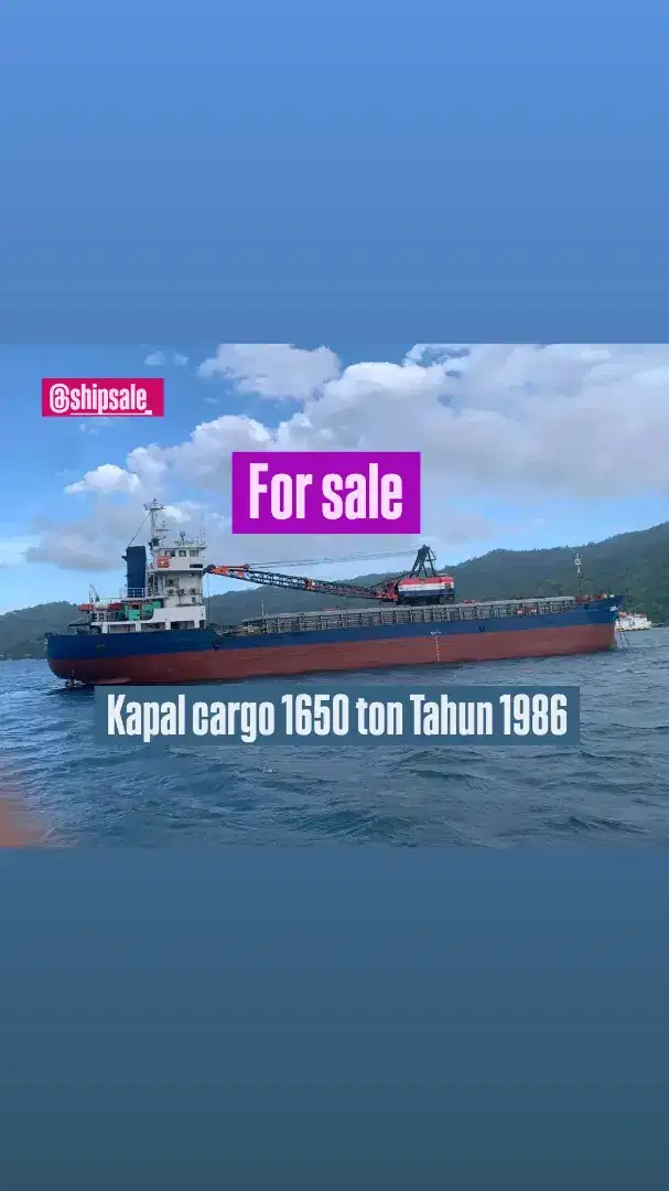 Di jual kapal cargo 1800 DWT tahun 1986