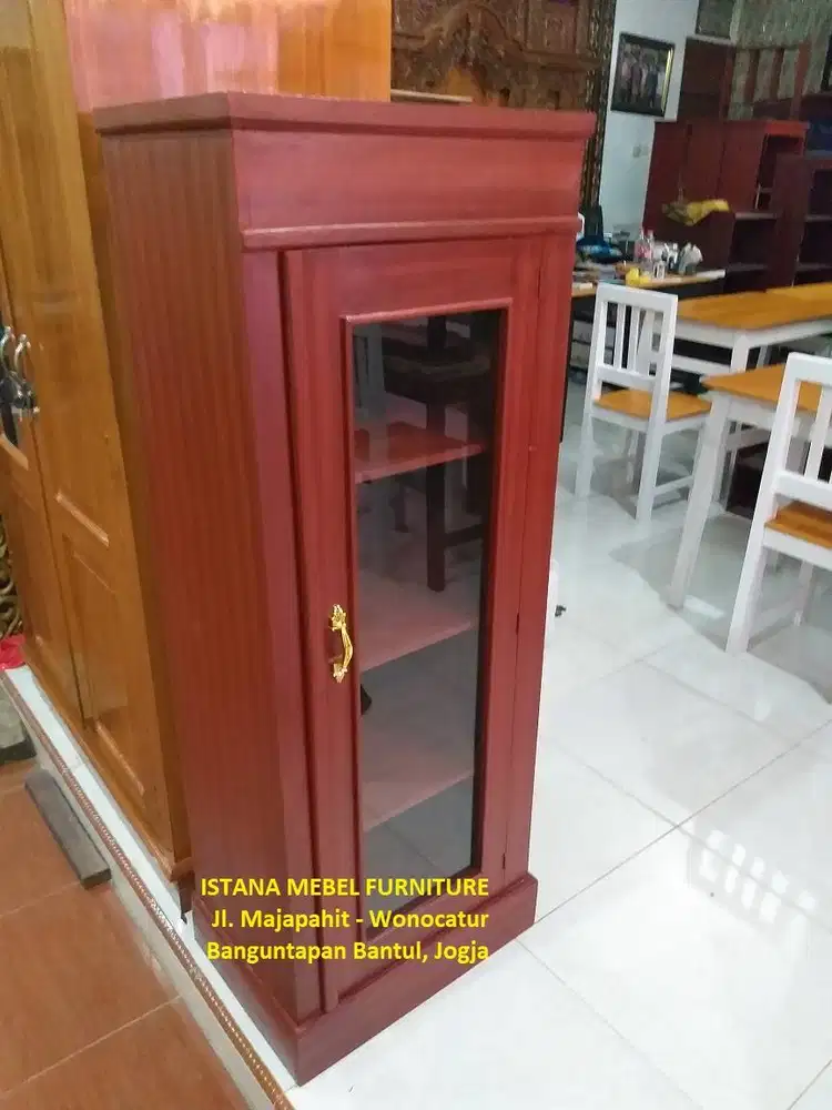 Almari Lemari Rak Kaca Arsip Dokumen Buku Helm Sepatu 1 Pintu Kayu #TP