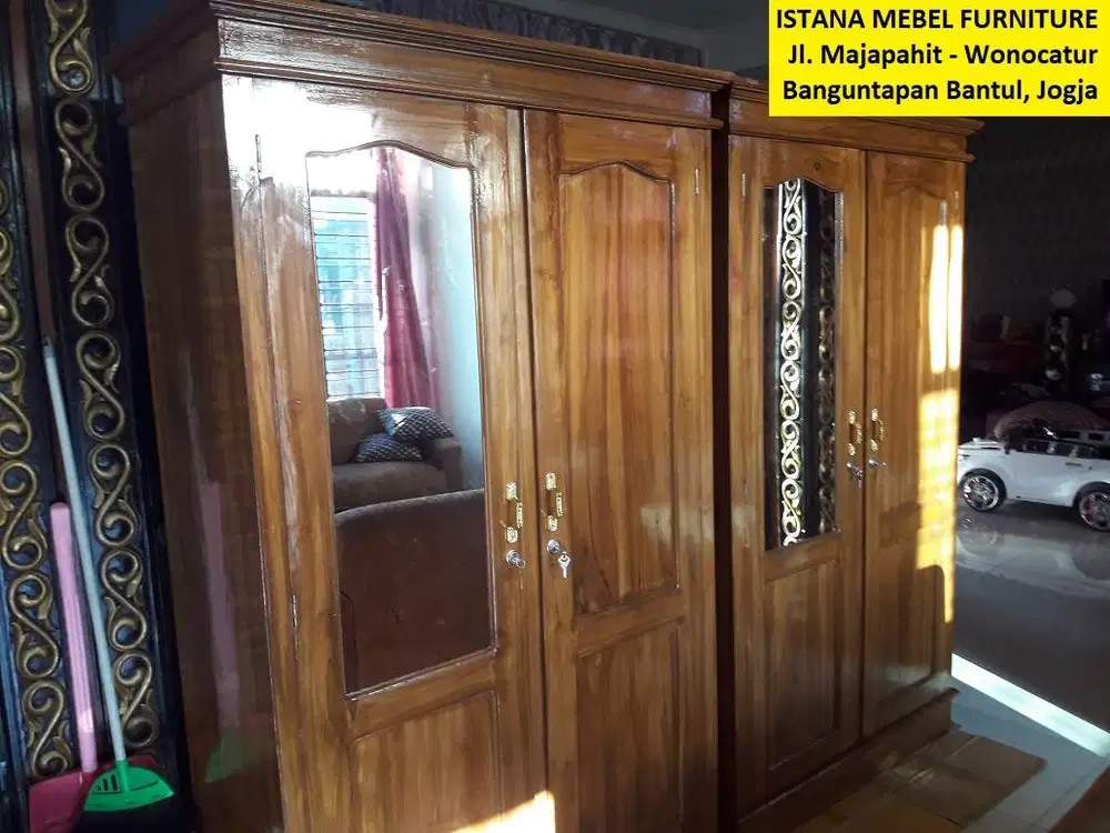 Almari Lemari Kaca Gantung Hanger Pakaian Baju 2 Pintu 2 Kayu Jati #TP