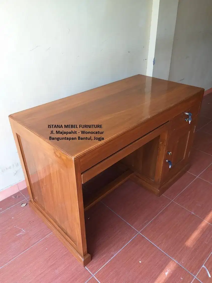 Meja Kerja Kantor Komputer Belajar Kasir Tulis 1/2 Biro Kayu Jati #TP