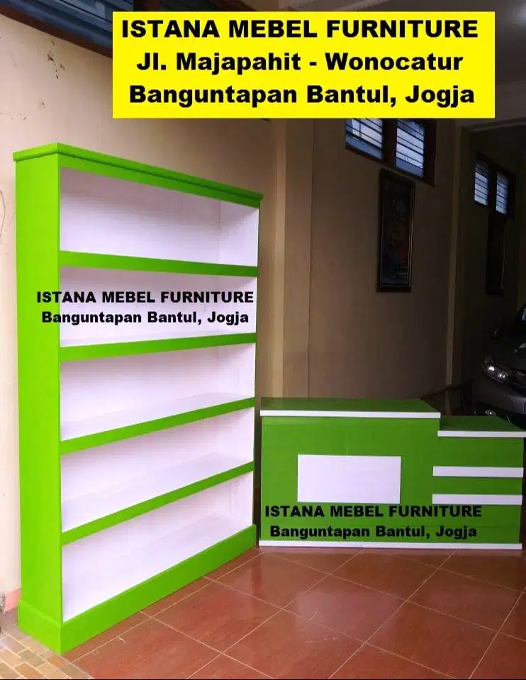 Set Paket Meja Kasir Lemari Almari Rak Etalase Toko Warung Kios (btp)