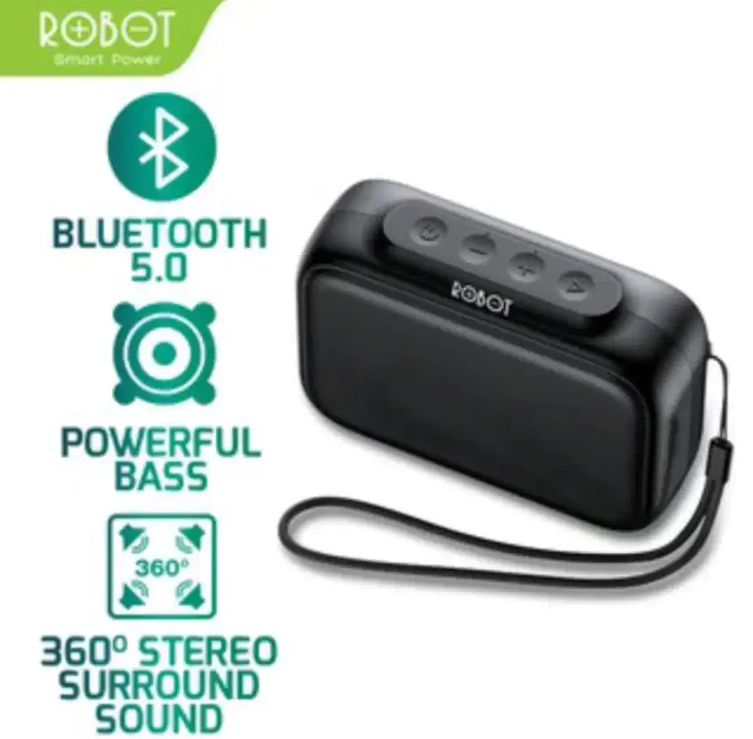 Speaker Bluetooth Robot RB100 Hitam Ori