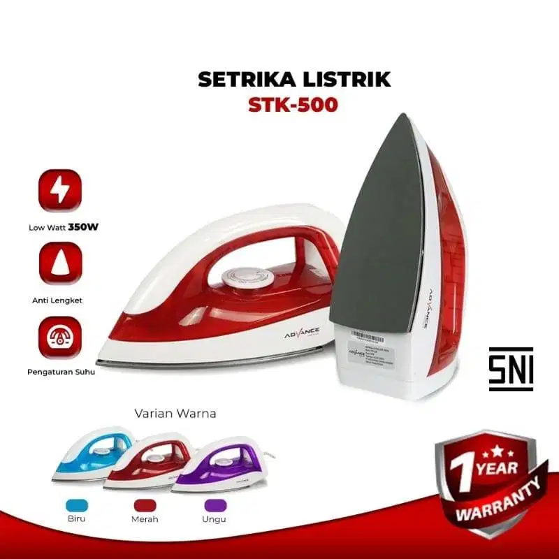 Setrika ADVANCE STK 500 350 Watt Hemat Listrik Anti Lengket - NU 34