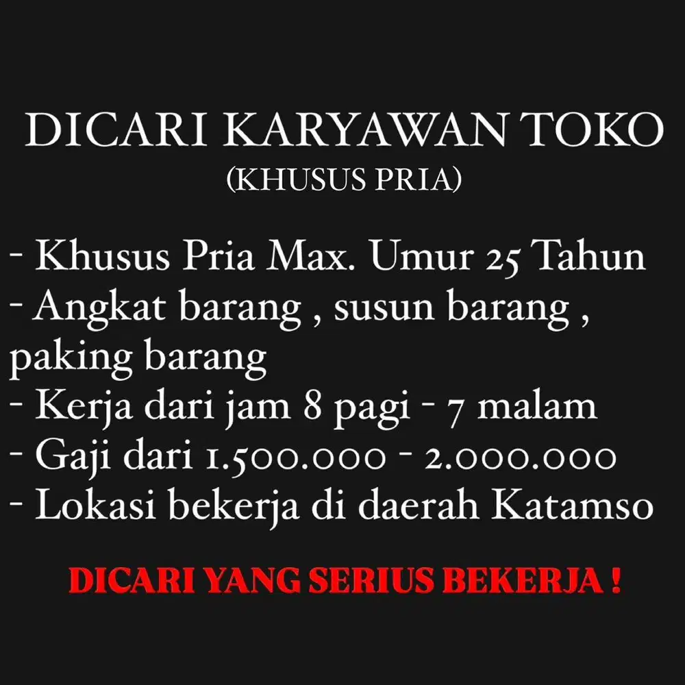 KARYAWAN TOKO PRIA