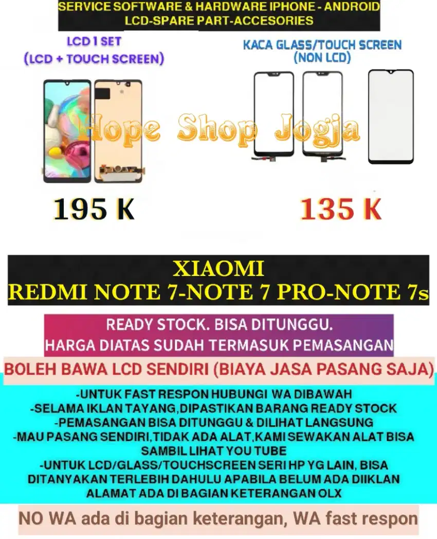 Touchscreen/Baterai-LCD XIAOMI Redmi Note 7/Note 7 pro/Note 7s
