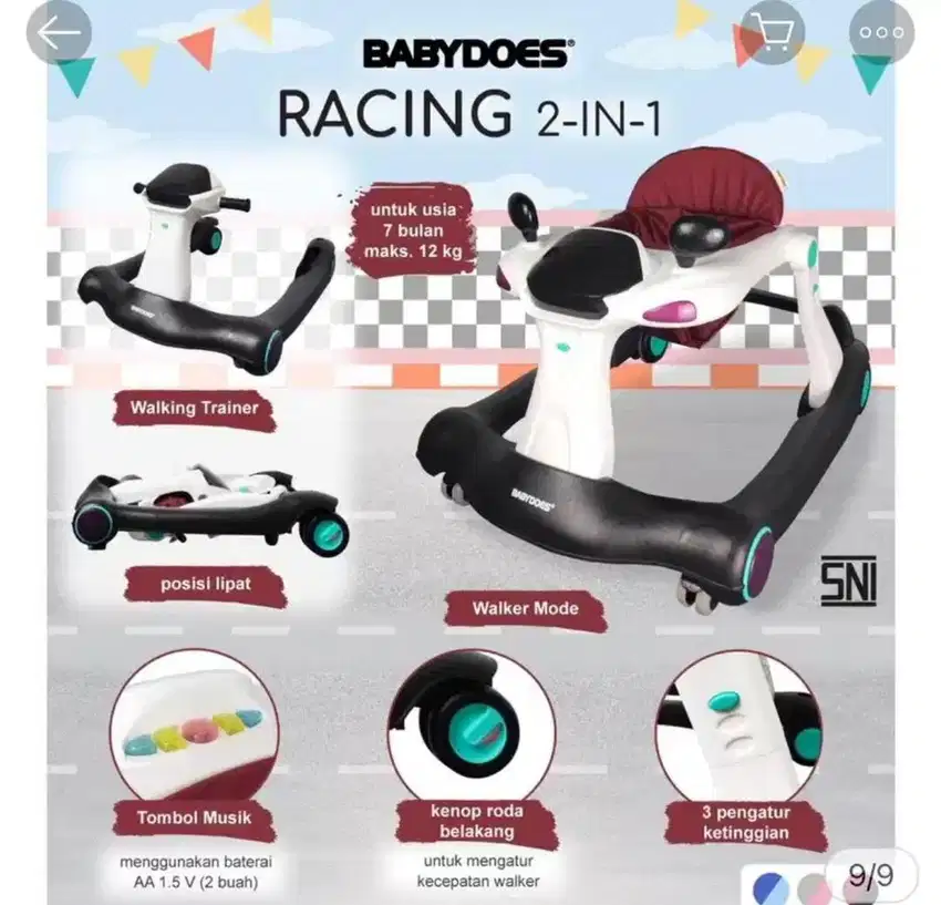 Alat Bantu Jalan Bayi/Baby Walker Babydoes Racing 2-IN-1