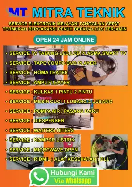 SERVICE TV LED, LCD TEP DVD, MESIN CUCI, POMPA AIR DAN PASANG BARU DLL