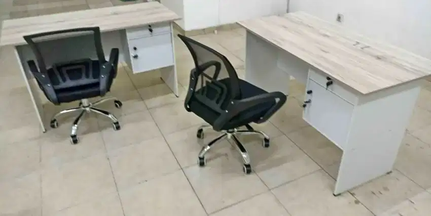 MEJA KERJA / KANTOR + KURSI KERJA / KANTOR COD BARU BEBAS ONGKIR