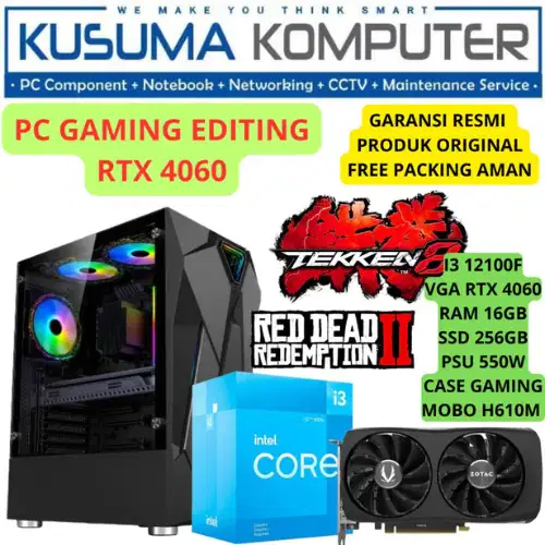 PC Gaming Rakitan Intel Core I3 12100F RTX 4060 16GB RAM