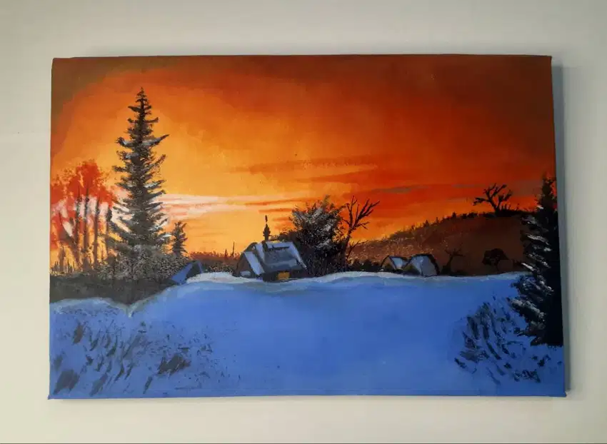 LUKISAN PEMANDANGAN SUNSET 30x20cm