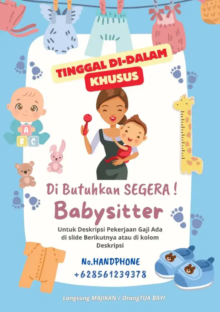 Lowongan Loker Dibutuhkan Pengasuh Anak babbysitter baby sitter