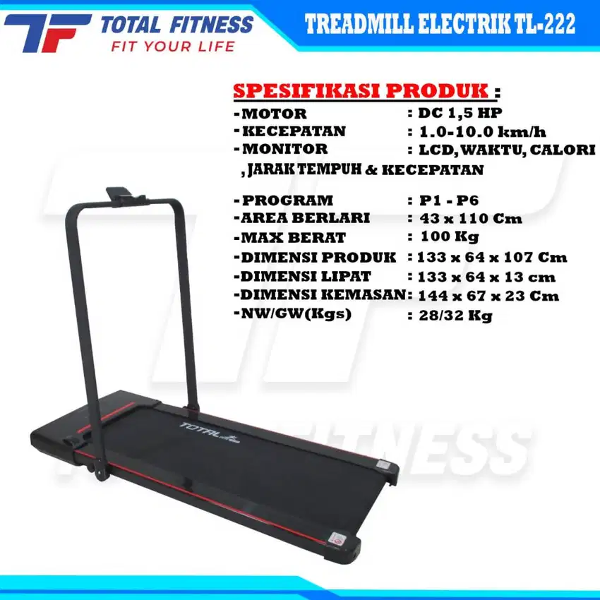 Alat Fitness Walking Pad Treadmill Elektrik TL-222 Total Fitness