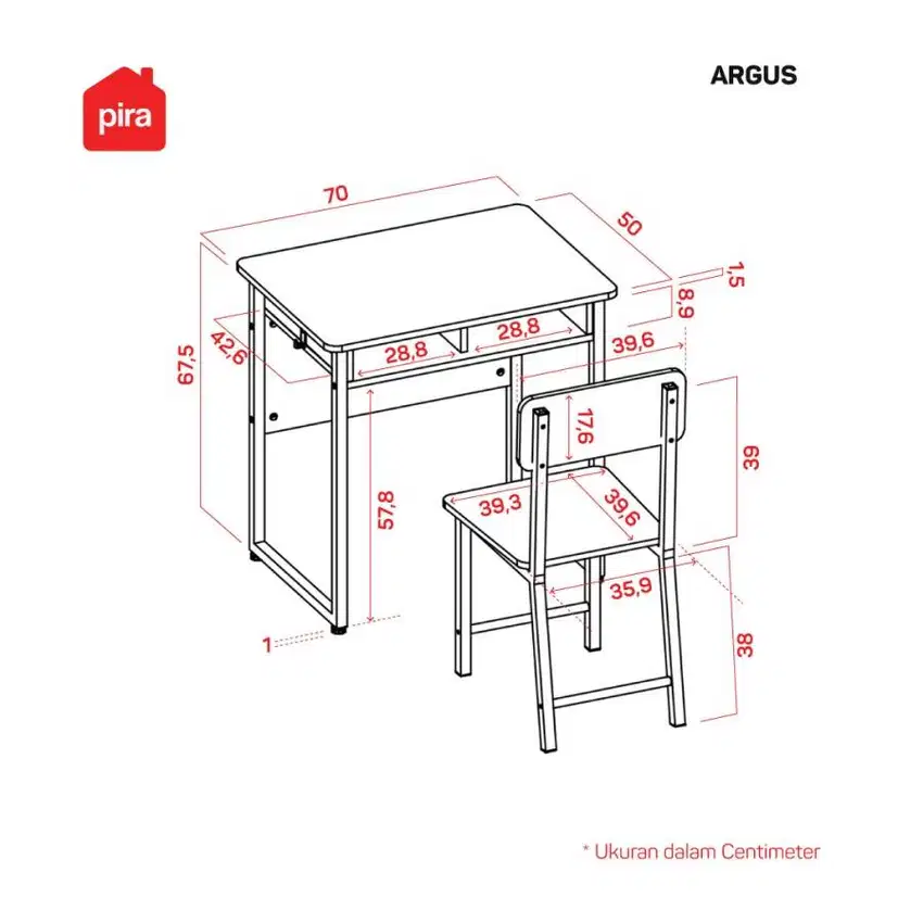 Meja Belajar ARGUS, Industrial Table and Chair - PIRA