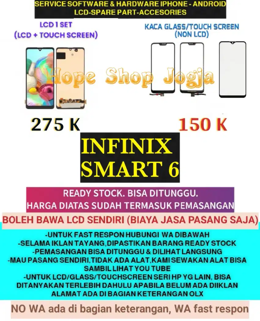 Service HP-Ganti Touchscreen-Baterai-LCD Infinix Smart 6