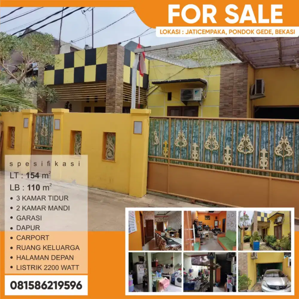 Jual Cepat Rumah di daerah Curug Raya, Kalimalang, Duren Sawit.