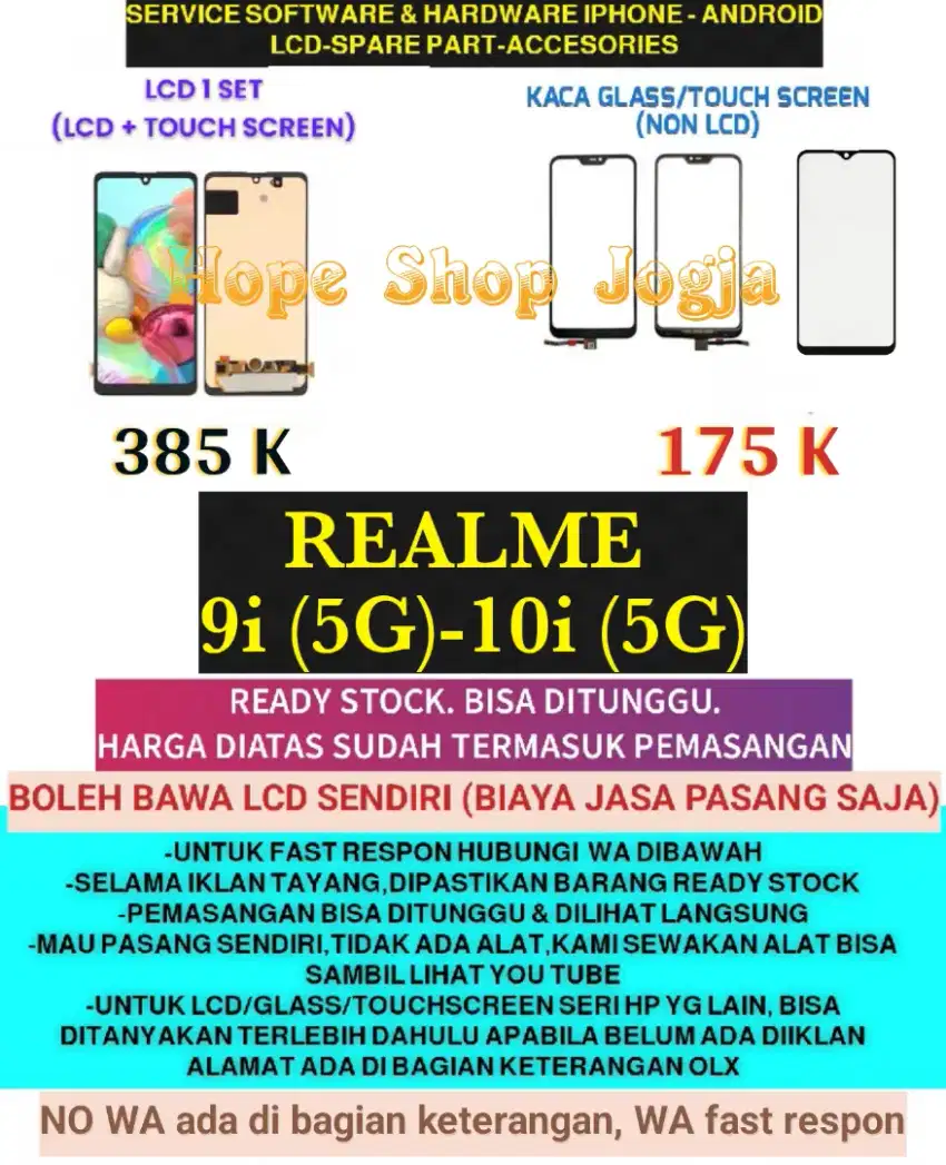 Service HP-Ganti Touchscreen/Baterai-LCD Realme 9i (5G)- 10i (5G)