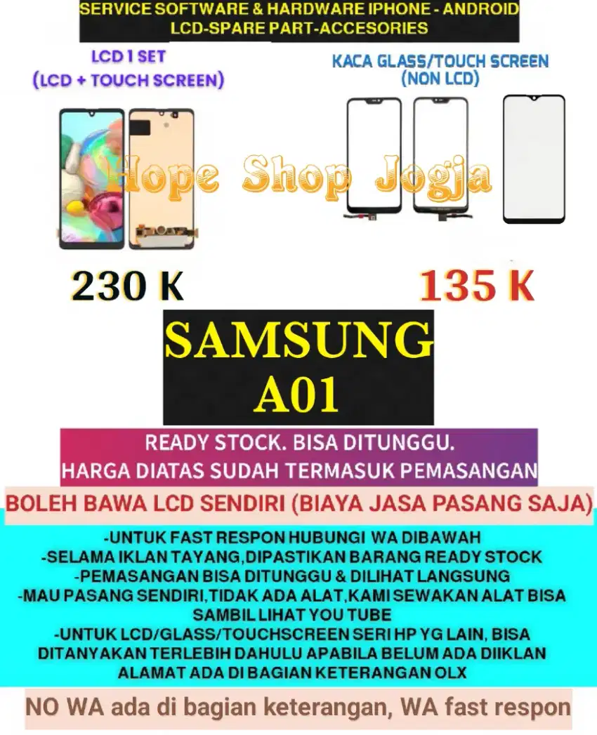 Service HP-Ganti Touchscreen-Baterai-LCD SAMSUNG A01