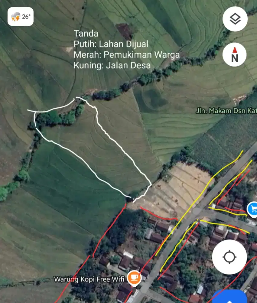 Jual Tanah Sawah Produktif Padi SHM Luas 4423 Meter