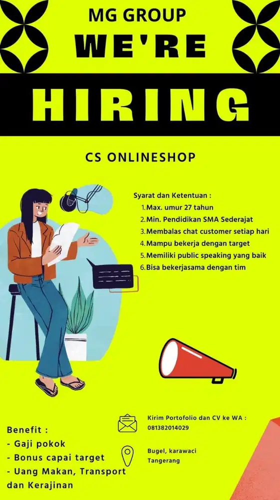 Loker CS Onlineshop dan Admin Penjualan