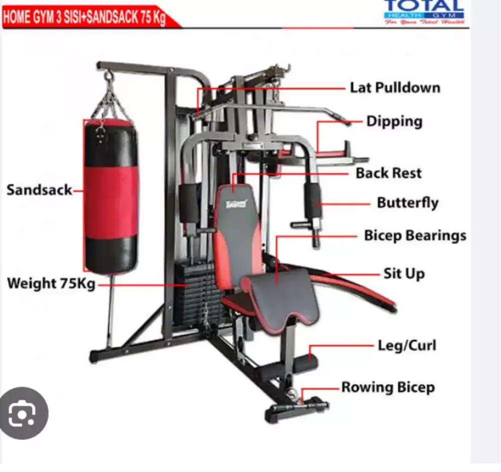 Alat fitness Home gym 3 sisi samsak tinju